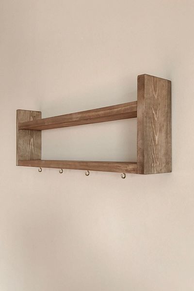 NilaHome Wooden Wooden Kitchen Shelf Cup Hanger Rack Classic Without Warranty 10 cm 50 cm Classic Brown