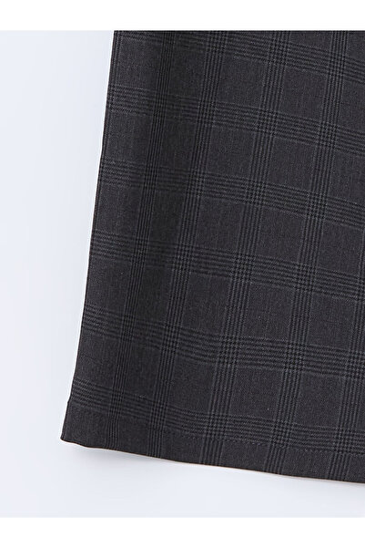 LC Waikiki Gray Plaid Girl's Trousers with Elastic Waist