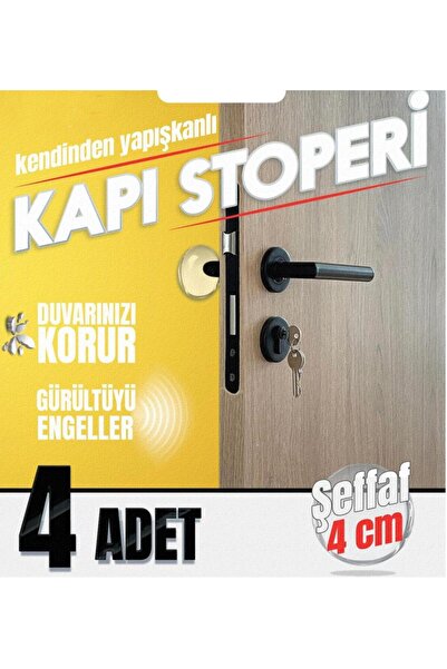 Genel Markalar Yapışkanlı Kapı Stoperi Şeffaf 4 Adet Kapı Kolu Çarpma Engelleyici