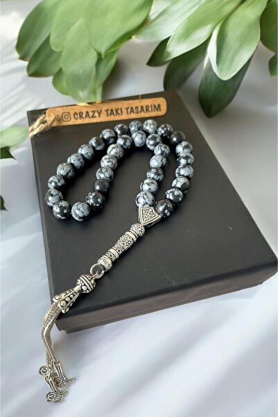 CRAZY TAKI TASARIM 8 mm obsidian piatră naturală 33 mărgele de rugăciune