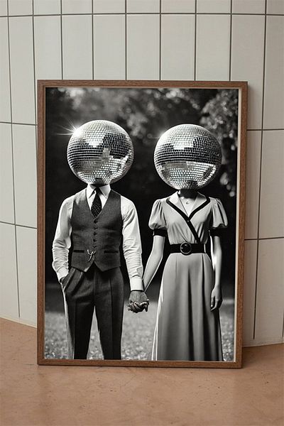 Taranist Αφίσα Disco Ball Lovers Μαύρο Λευκό