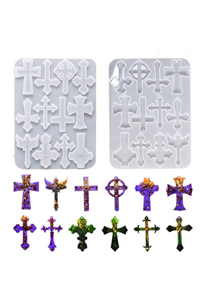 Getshopmini Epoksi Hristiyanlık Haç Kolye Anahtarlık Kalıbı Silikon GT9586