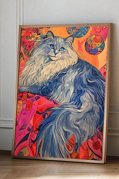Taranist Плакат Котка в стил Анри Матис Фовизъм Любители на котки