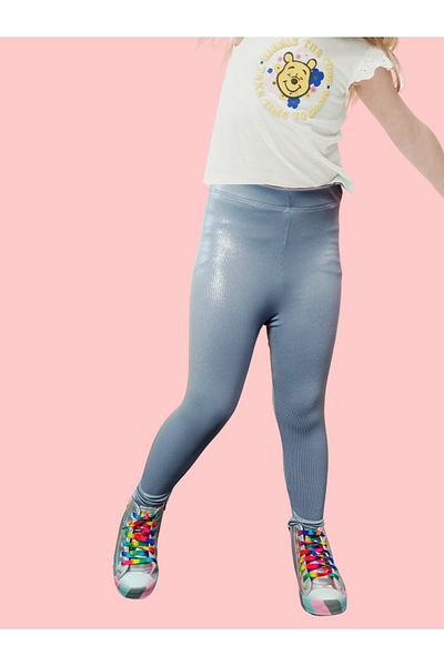 Casabony Gray Shiny Printed Girl's Tights