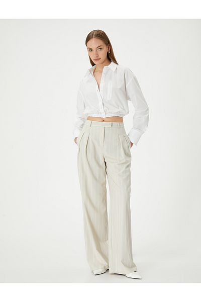 Koton Πουκάμισο Cotton Crop - Ελαστική μέση, με κουμπιά, Standard Fit