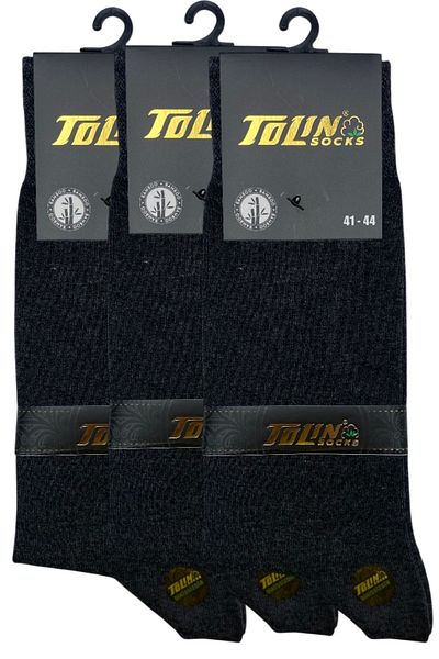 TOLIN Men's 3-Piece Anthracite Bamboo Winter Socket Seamless Socks Set 14600