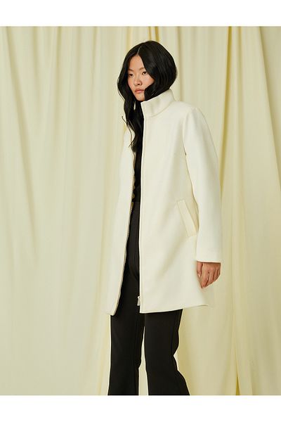 Koton 3wak00170ew Ecru 002 Women's Polyester Outerwear Coat