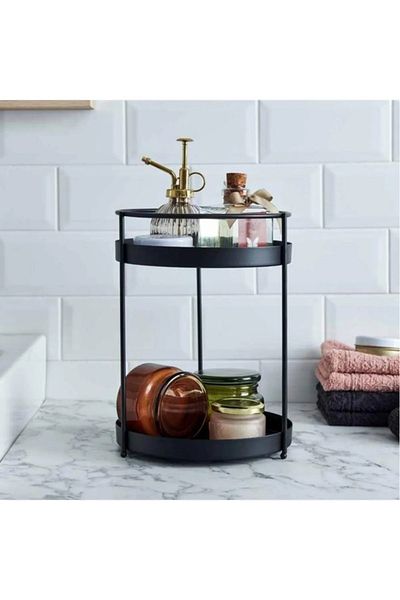 VENON 2-Tier Black Bathroom Cosmetic Jewelry Organizer - Multi-Purpose Organizer, Treat Service Presentation Tray