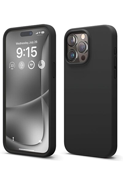 Merwish Apple Iphone 13 Pro Uyumlu Logolu Içi Kadife Lansman Silikon Kılıf Kapak Siyah