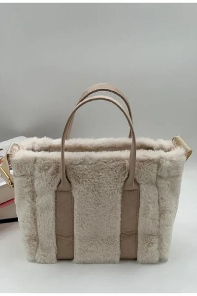 Trg Polo THE TOTE BAG Plush Long Nubuck Women's Hand and Shoulder Bag with Column Strap