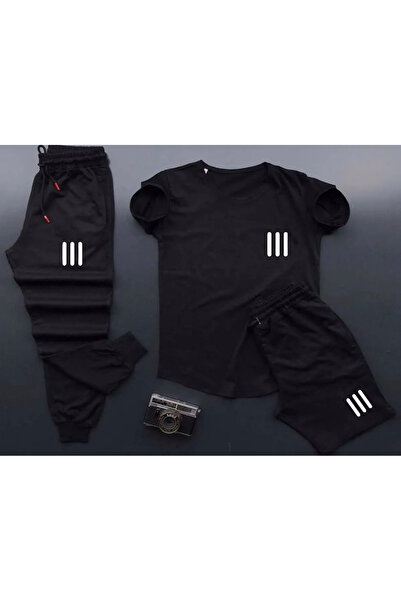 valeuras ✅ Unisex Σετ Νέας Σεζόν με Τρεις Σειρές Τυπωμένα Μπλουζάκια-Σορτς-Φο...