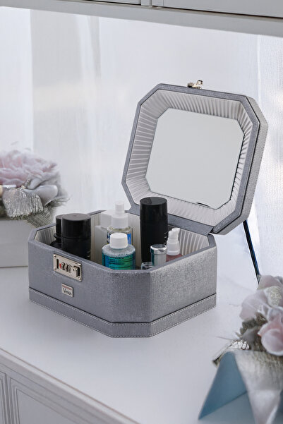 ALAZ EL YAPIMI ŞİFRELİ TAŞINABİLİR TAKI VE MAKYAJ DÜZENLEYİCİ KUTUSU