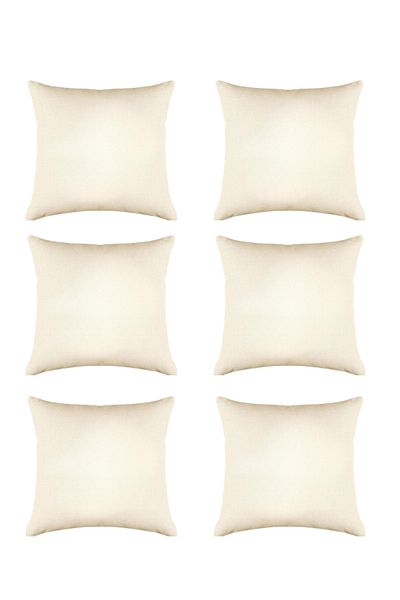 Elbasan Tekstil 6 Τεμάχια Punch Linen Κάλυμμα Ριχτάρι Μπεζ 43 x 43 cm