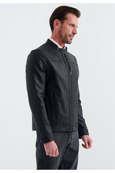 Pierre Cardin Мъжко яке от изкуствена кожа Cedric Biker Style, стандартна кройка