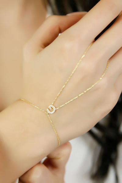 SARIASLAN G Harfli Gold Renk Gümüş Şahmeran Bileklik