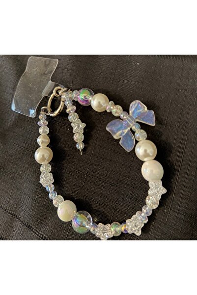 FİŞNEİLETİŞİM İNCİLİ ŞEFFAF TAŞLI FİYONK DETAYLI HALKA BİLEZİK BİLEKLİK CHARMI