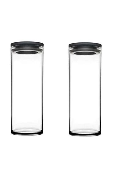 Paşabahçe 43756 Vacuum Glass Jar - Gray Covered Breakfast Club Jar 1230 Cc Orgin Set of 2
