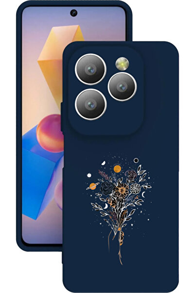INFINIX Hot 40 Pro Baskılı ve Kamera Korumalı Lacivert Renk Silikon Kılıf