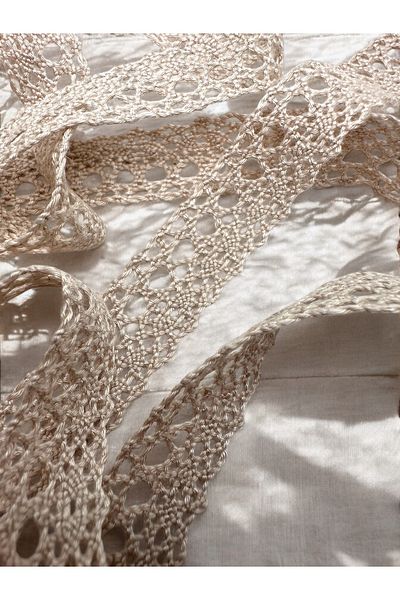 BukiroAtelier Βαμβακερή κορδέλα δαντέλας 3 μέτρων - Μοτίβο γκιπούρ