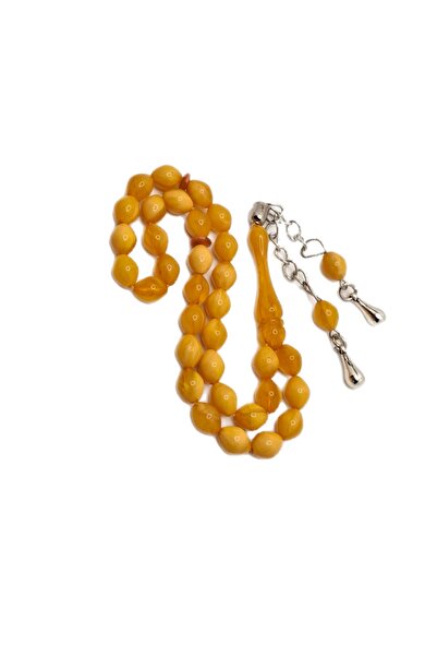 Han Ticarethane Mărgele de rugăciune din chihlimbar pudră galbenă tăiată Beyzi