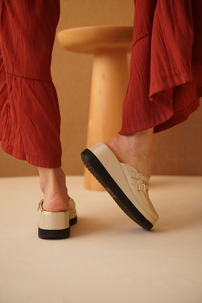 Taran Γυναικείες παντόφλες Comfort Darina με διπλή πόρπη με σφήνα τακούνι
