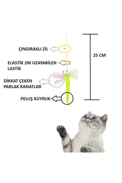Busstier Self-Adhesive Elastic Cat Fishing Rod Toy - Toy with Rattles and Plush Tail
