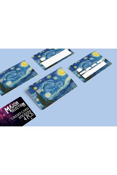 Major Selection Σετ αυτοκόλλητων με θέμα το Starry Night του Βαν Γκογκ με 4 κάρτες Επικάλυψη πιστωτικής/τραπεζικής κάρτας