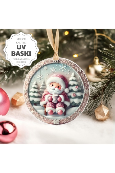 Sevimli Hediye Christmas Pine Tree Ornament - 3D Design Uv Printed - Santa Claus