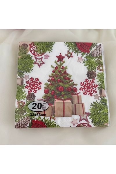 takı tutkum Christmas Tree Patterned New Year's Napkin - 20Pcs