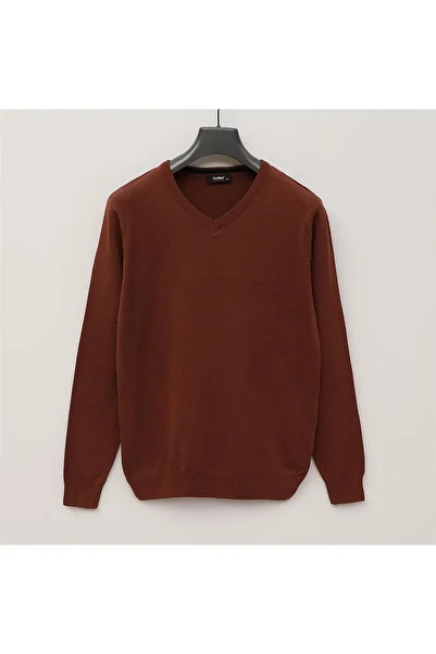 Dio Rise Men's Raffless Long Sleeve Slim V-Neck Sweater - 180537   - Tile