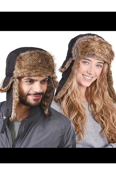 Betülce Furry Russian Ski Hat (Trapper Pilot Hat) (Unisex)