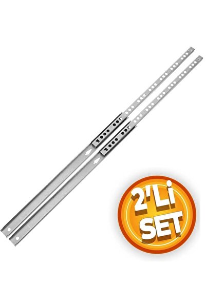 Depolife Çekmece Rayı Dolap Rayı gömme bilyalı Teleskopik ray 1 Takım (2li) 3...