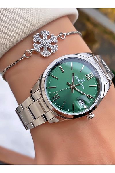 Daniel Klein Rose Brand Silver Women's Wristwatch and Bracelet Gift