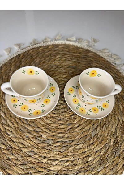 shop Sunflower El Yapımı Seramik Kahve Fincan Takımı 2 Kişilik - 4 Parça