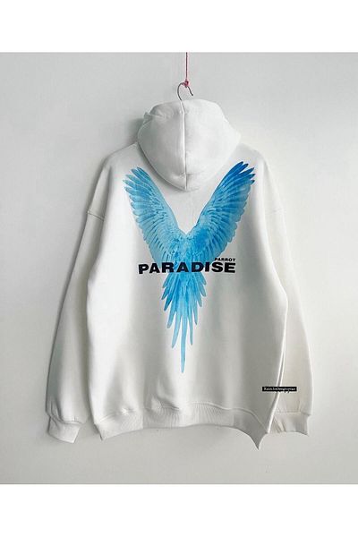 woonkey Paradise Printed Unisex Μαύρο Hoodie - Βαμβακερό