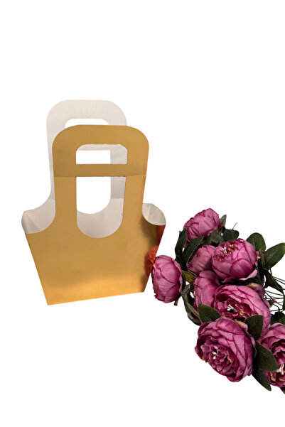 weloveis ''Çiçek Kutum''-Çiçek Buket Kutusu Altın Renk-24x45,5cm-1 adet