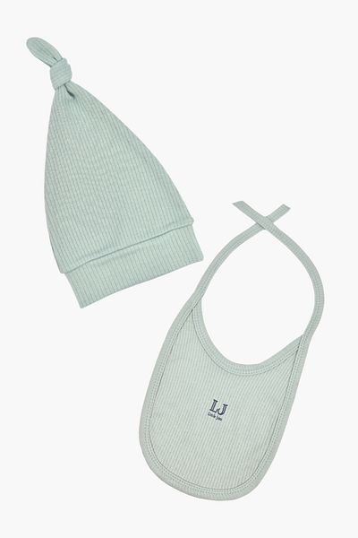 Little Jom Newborn Baby Beanie+Baby Bib Set, 100% Organic Cotton Set, Baby Gift
