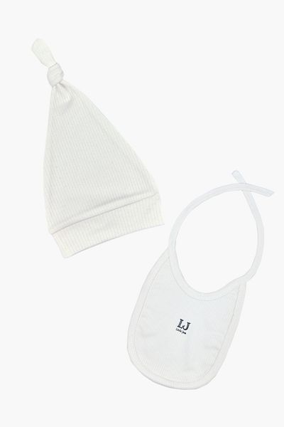 Little Jom Newborn Baby Beanie+Baby Bib Set, 100% Organic Cotton Set, Baby Gift