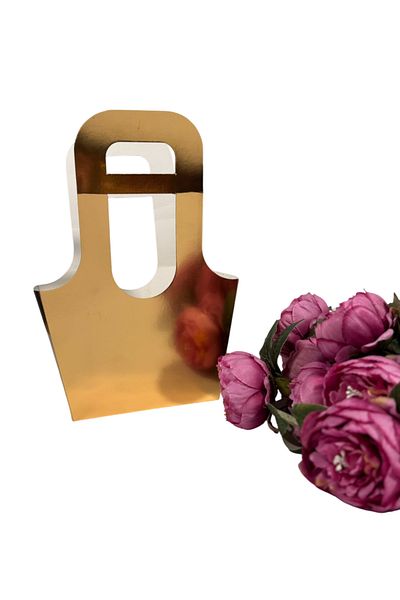 weloveis ''Flower Box''-Flower Bouquet Box Gold Color-24X45,5Cm-1Pcs