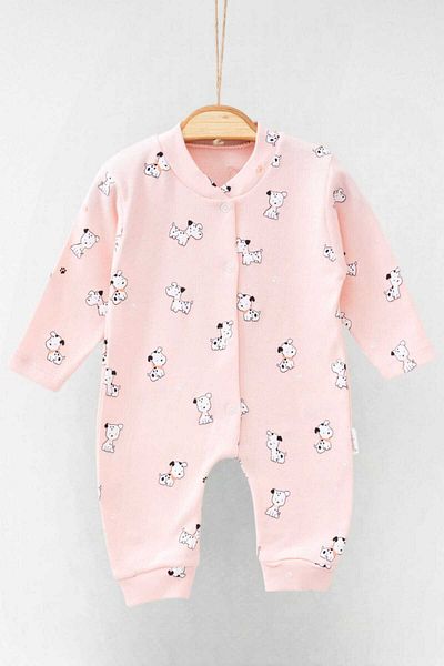 dinamik çocuk Unisex Baby Jumpsuit - Dog Printed, 100% Cotton, Flexible, 1-3-6 Months