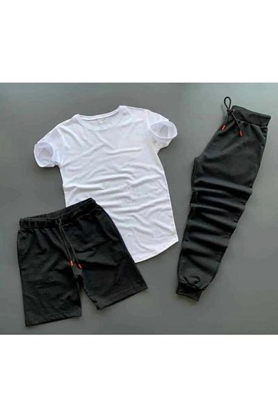 woonkey New Season - Unisex Black Summer 3-Piece Set - T-Shirt, Sweatpants and Shorts