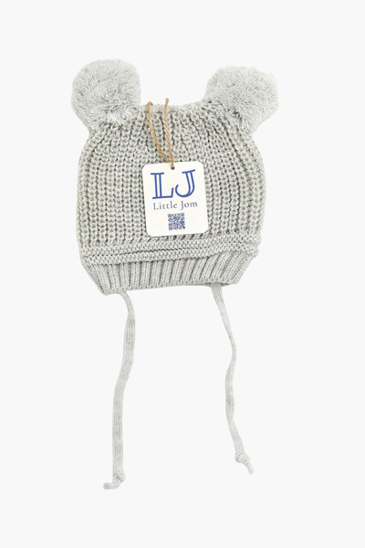 Little Jom 2 Adet Ponponlu Triko Bebek Şapkası, Triko Bebek Bere (0-18 Ay)