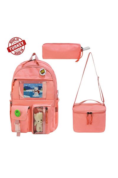 Alanç Gift Geantă de școală primară personalizată în stil coreean cu accesorii Rucsac ortopedic roz pentru fete Suport stilou pentru nutriție