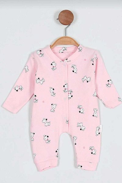 dinamik çocuk Unisex Baby Jumpsuit - Dog Printed, 100% Cotton, Flexible, 1-3-6 Months