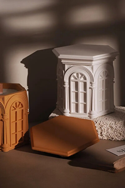 Havalı Tasarım Beyaz Roma Kilisesi Esintili Altıgen Mum