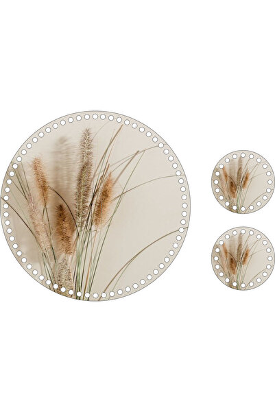 Kelebek 30 cm Ahşap Tepsi Tabanı ve 2 Adet Bardak Altlığı