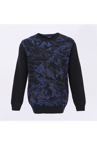 Dio Rise Men's Raffless Long Sleeve Slim Crew Neck Sweatshirt - 180978   - Navy Blue
