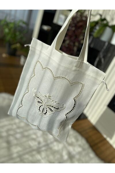 QBR Home Embroidered Holework Multi-Purpose Fabric Bag. Butterfly Model (1 Piece)
