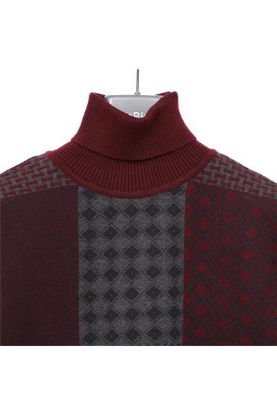 Dio Rise Ανδρικό πλεκτό πουλόβερ με μακρυμάνικο ζιβάγκο - 189034   - Σκούρο μπορντό