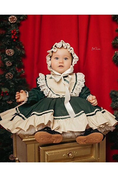 Hly Karol Tasarım Πράσινο Latte Vintage φόρεμα για κορίτσια, Προσαρμοσμένο φόρεμα για κορίτσια, φόρεμα γενεθλίων, φωτογραφία